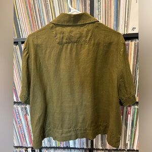 Quince Linen Short Sleeved Linen Shirt Green XL Womens